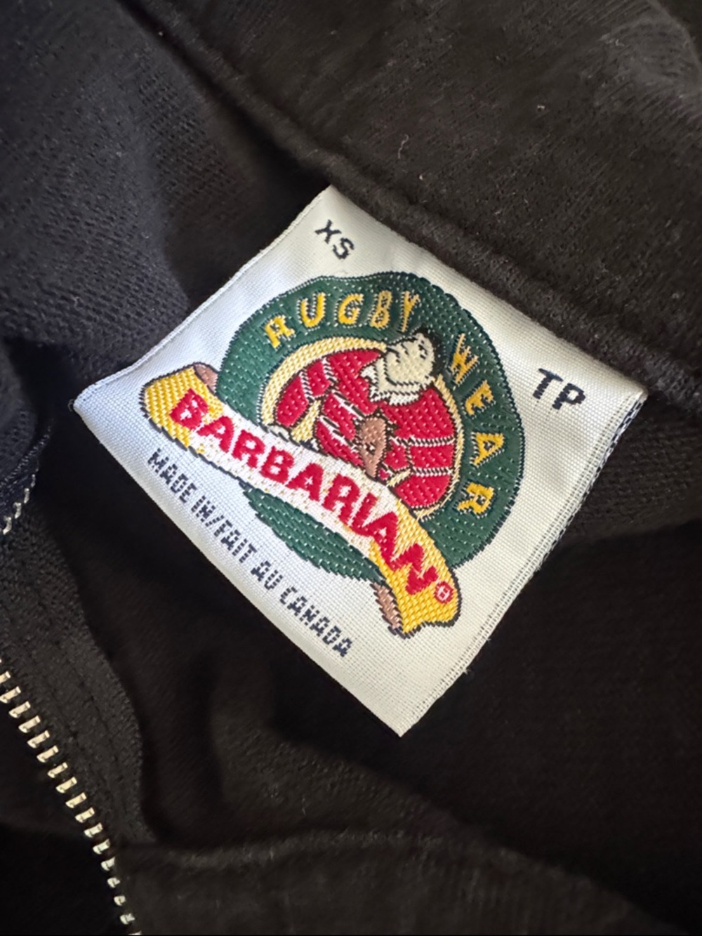 KOTN Black and Cream Zip-Up Sweater Rugby Barbarian XS - Picture 7 of 7